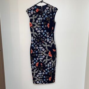 Ted Baker London Navy Floral Midi Dress